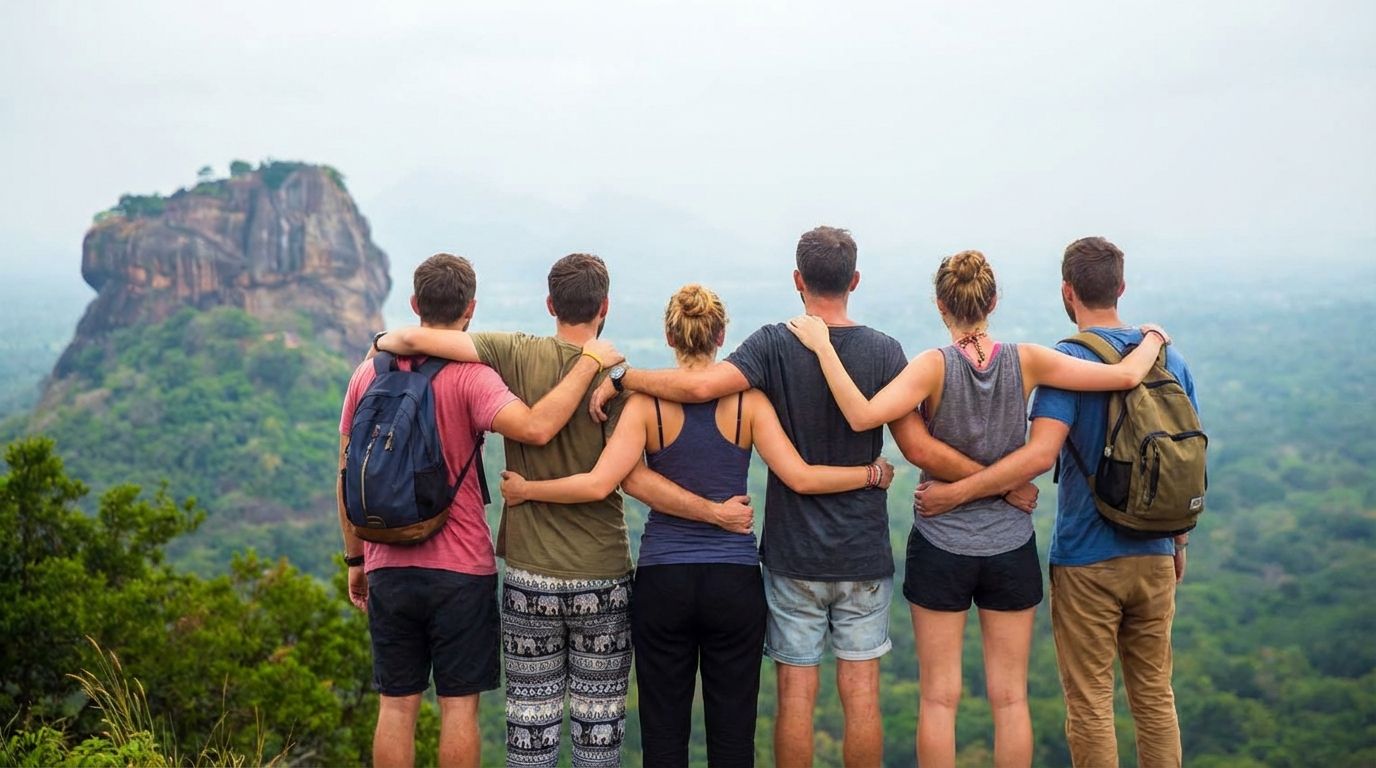 Family-run Sri Lanka tour guides and travelers exploring the landscape with Imalanka Tours