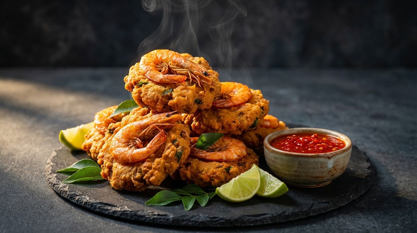 Isso Vadai crispy prawn fritters - Sri Lankan street snack