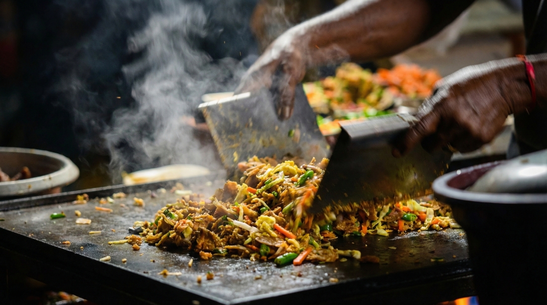 Authentic Sri Lankan Kottu Roti street food experience