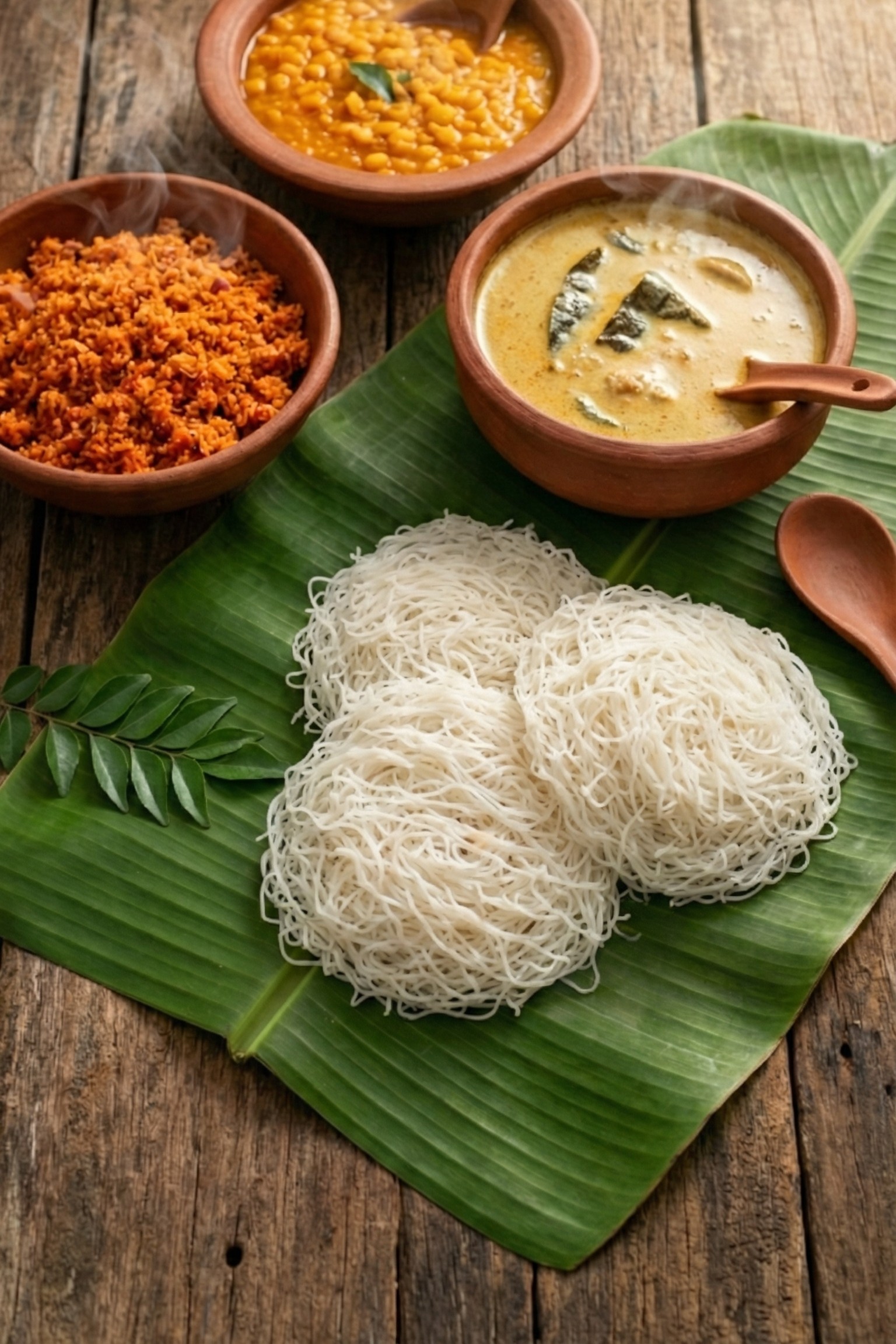 Traditional Sri Lankan String Hoppers for breakfast